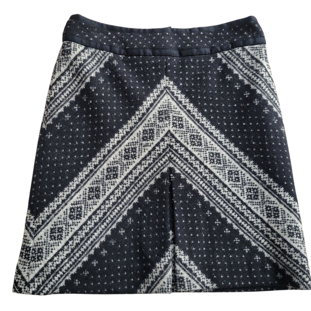 Etcetera Geometric Black and White Wool Blend Lined Knit Skirt Size 6